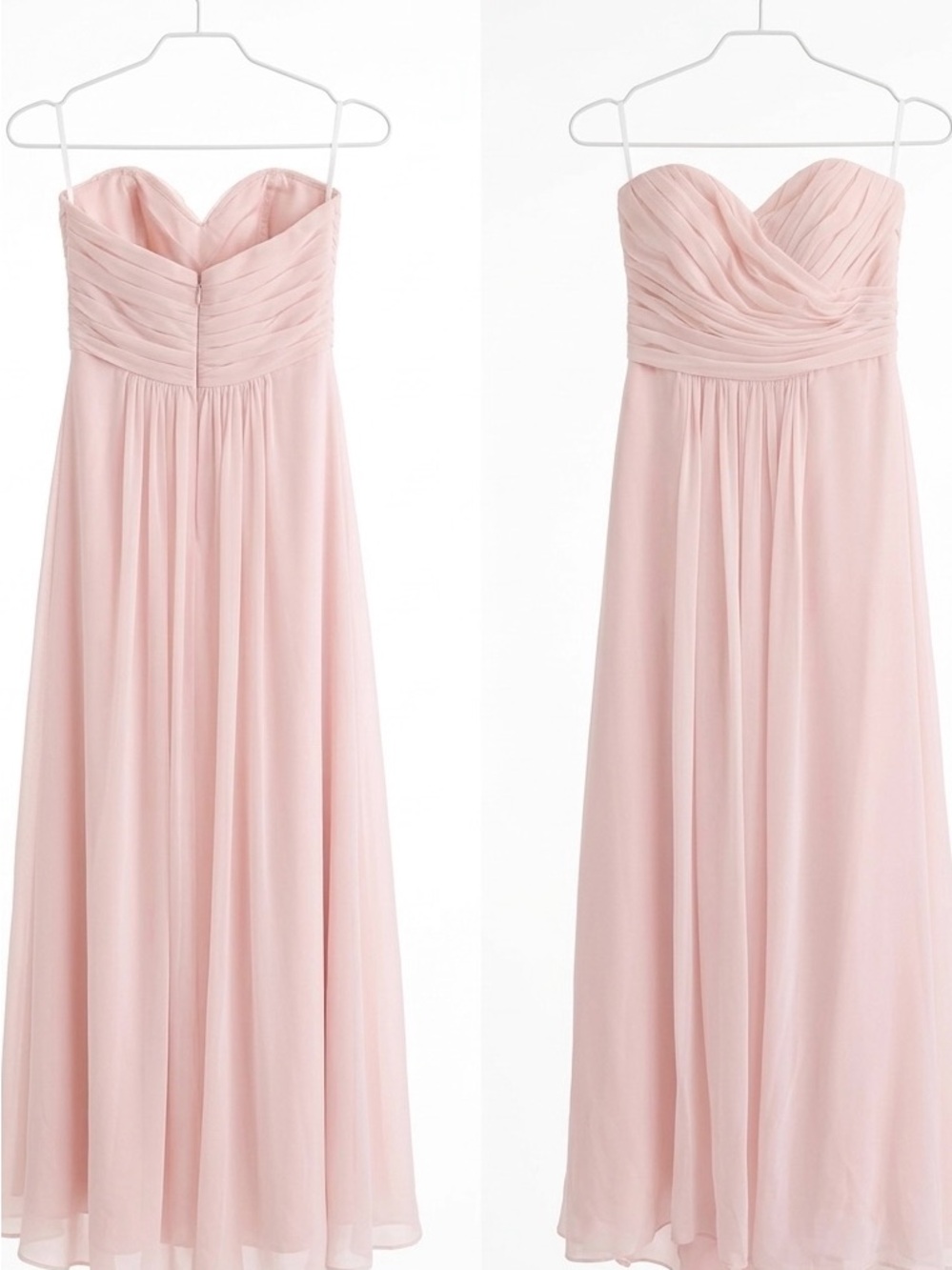 Bill Levkoff Blush Pink Strapless Chiffon Maxi Dress